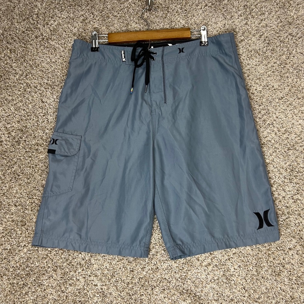 Hurley Mens Gray Board Shorts Cargo Pocket Swim Trunks Size 33